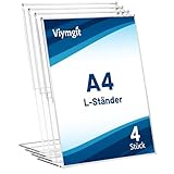 Viymgit 4 Stück Aufsteller DIN A4, glasklarer L-Ständer Hochformat Acryl A4 Werbeaufsteller, Tischaufsteller für Werbung, Speisekarte, Hinweisschild