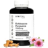 Echinacea 7500 mg. 180 vegane Kapseln für 6 Monate. Echinacea Purpurea-Extrakt mit 4% Polyphenolen. Hergestellt von HIVITAL