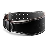 Fitgriff® Klassischer Gewichthebergürtel - 100% Leder - für Damen und Herren - Gürtel für Bodybuilding, Krafttraining, Gewichtheben (Black (4 inch), XL)