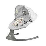 Kinderkraft LUMI 2 Babywippe, Elektrische Babyschaukel, Von der Geburt bis 9 Monate, Höhenverstellbar, 5 Schaukelmodi, 12 Melodien, Bogen mit Spielzeug, Dunkelgrau