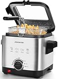 Aigostar Fritteuse, Mini Fritteuse, Temperaturkontrolle und Sichtfenster,Easy Clean, Edelstahl-Korb, 1,5 Liter groß,1000W