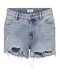 ONLY Damen Denim Jeans Shorts | Kurze Bermuda Sommer Hose | High Waist Destroyed Pants ONLPACY, Farben:Blau, Größe:M