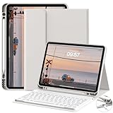 JKSML Tastatur Hülle für iPad 10 Generation 10,9 Zoll 2022, iPad 10. Gen Tastatur Hülle mit Pencil Halter, Soft TPU Rückseite Gehäuse, Abnehmbar Bluetooth QWERTZ Tastatur, Auto Schlafen/Wecken, Grau