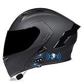 RMBDD Bluetooth Motorradhelm Motorrad Klapphelm Integrierter Motorradhelm mit Anti-Fog-Doppelvisier DOT/ECE-Zugelassener Vollgesichts Motorrad Rennhelm für Erwachsene Männer und Frauen