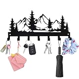 Schlüsselbrett Modern, Schlüsselhalter aus Metall Ohne Bohren Schwarz, Metall-Schlüsselhalter Haken Organizer Rack mit 7 Haken, Flur Deko Schlüsselleiste, Selbstklebend or Bohren Key Holder