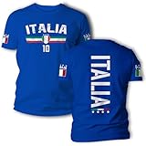 Fußball T-Shirt Italien - Italia - T Shirt EM WM - Kurzarm Tshirt - Fußballdress - Trikot - Geschenkidee - Rücken - Trainingstshirt - Fußballtrikot - für Herren Damen und Kinder - Squadra Azzurra