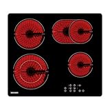 WEHIMO Glaskeramikkochfeld 4 Platten 7200W, 4 Kochzonen (2200W+2000W+1800W+1200W), 9 Heizstufen, Berührungssteuerung, Kindersicherung, 1-99 Timer, Geeignet für Alle Töpfe