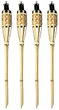 Moritz 4 Stück Bambusfackeln Fackel Deluxe 90 cm Natur Gartenfackel Ölfackeln Garten Deko Öllampe Wegleuchte