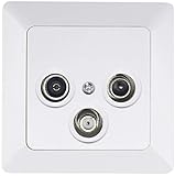 MILOS Antennendose Unterputz für TV Radio Sat Kabel-TV Satellit Digitaltauglich Full HD UHD 4K Stichdose mit Rahmen Weiß