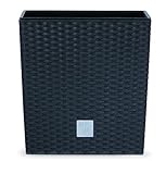Prosperplast quadratisch Blumentopf in Rattan-Optik Rato Serie anthrazit Volumen 64 L, schwarz, 39 x 39 x 40,5 cm, DRTS400L-S433