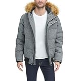 Tommy Hilfiger Herren Gesteppte Arctic Cloth Snap Front Schnorchel Bomberjacke Parka, Meliert, Grau, M