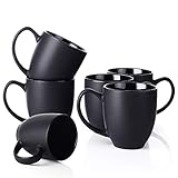 DOWAN 475ml Kaffeetassen / Kaffeebecher Set, 6er Kaffeetasse Porzellan Groß - Kaffeepott groß mit Henkel - Keramik Tasse Matt für Kaffee, Tee & Kakao, Kaffee-Tasse schwarz 6 Stück