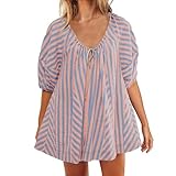 Strand-Overall, Shorts für Damen, ausgeschnittener Hawaii-Overall, gestreift, Shorts, Einteiler für Damen 2025, I-431 Pink, M