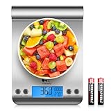 himaly Digitale Küchenwaage Edelstahl, Digitalwaage Briefwaage mit Tara-Funktion(5kg/1g), großem LCD-Display, Auto-Off, elektronische Waage für Nahrungsmittel, Backen, Kochen