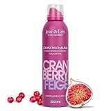 Jean & Len Verwöhnender Duschschaum Cranberry & Feige, samtweiches Hautgefühl, fruchtiger Duft, Gel-to-Mousse Technologie, ohne Parabene & Silikone, vegane Schaumdusche, 250 ml