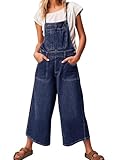 ebossy Damen Jumpsuit mit verstellbaren Spaghettiträgern, lässig, weites Bein, Capri-Jeans, Königsblau, XX-Large