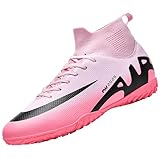 VTASQ Kinder Fußballschuhe Jungen Mädchen Fussballschuhe Sportliche Indoor Outdoor Athletic Soccer Schuhe Professionelle Trainingsschuhe Turf Football Schuhe Rosa EU36