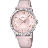 Festina Damen Uhr Analog Leder Rosa - Quarzwerk Multifunktion - Mineralglas hochresistent - 5 ATM wasserdicht - Elegant & klassisch F20412/2 - Boyfriend Collection