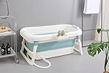 Faltbare Badewanne Erwachsene klappbare mobile bathtub für Badezimmer, Dusche und Balkon| Ideal für kleine Badezimmer Mit Seifenkorb, Nackenkissen, praktisch und tragbar (117, blau)