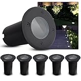 SSC-LUXon 6er Set Bodenstrahler KALPA schwarz 230V IP67 spritzwassergeschützt, befahrbar & rostbeständig - Optimal für Pfade, Terrassen & Außenbereiche