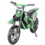 Actionbikes Motors Mini Kinder Crossbike Gepard 𝟱𝟬𝟬 Watt | 36 Volt - Bis 𝟐𝟓 km/h - 3 Geschwindigkeitsstufen - Scheibenbremsen - Pocket Bike - Motorrad - Motocross - Dirt Bike - Enduro (Grün)