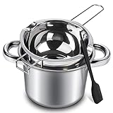 Doppelkessel-Set, 600 ml / 0,5 l Schokoladenschmelztopf mit 1,5 l Edelstahl-Topf, Schmelztopf mit Silikonspatel zum Schmelzen von Schokolade, Süßigkeiten, Kerzen, Seife, Wachs