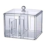 DGLDCSHUAI Qtip Wattepad-Spender, transparent, Acryl, Doppelzweck-Organizer für Make-up, Kosmetik, Schreibtisch