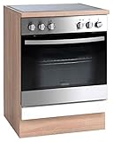 Möbel Jack Herdumbauschrank - Eiche Sonoma Dekor - Weiß - B 60 x H 85 x T 60 cm - Einbauschrank Küchenschrank