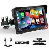 LAMTTO Schermo Wireless CarPlay e Android Auto per Moto, Aggiornamento Portatile da 7 Pollici Con Touch Screen Impermeabile IP67 Con Bluetooth Assistente Siri/G00gle