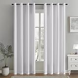 MIULEE Voile Gardinen mit ösen Vorhänge Halbtransparent Stores Vorhang Transparente ösenschal Wohnzimmer Schlaufenschal 2er Set 140x225cm Weiß