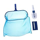 Veemoon Schwimmbad Reinigungsset mit Tiefem Netz Schwamm Wandbürste Pool Kescher mit Teleskopstange für Garten Swimmingpools Effiziente Laub Schmutzentfernung