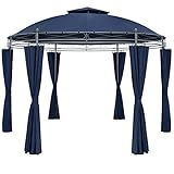 Casaria® Pavillon Toscana Ø350cm Metall Wasserabweisend UV-Schutz 50+ Stabil Gartenzelt Gartenpavillon Luxus Modern Blau