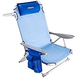 #WEJOY Strandstuhl klappbar Hochlehner Klappstuhl 4 Position Leicht tragbar Stark stabil Campingstuhl Lay Flat Chair Max Hold bis 120kg / 265 lbs (Blue)