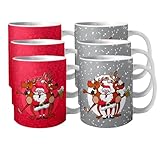 Glühwein-Becher/Tasse 'Crazy Christmas' /Weihnachtsmarkt-Tasse, Anzahl:6er Set