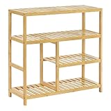 WOLTU Schuhregal Schuhablage aus Bambus mit 4 Ebenen, Schuhaufbewahrung platzsparend, Schuhständer offen, Regal für Schuhe Flur Wohnzimmer Badezimmer, 68x68.5x26 cm