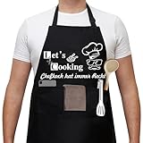 Aomaic Grillschürze für Männer, Grill Kochschürze Herren Schürze Kochschürze Lustige Geschenke für Männer mit 3 Taschen Chefkoch Hat Immer Recht