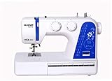 Nähmaschine easy GLAESER® home mia 300 | Anfänger Nähmaschine | Automatischer Einfädler | 24 Stich - Varianten | Kinderleichte Bedienung Weiß/Blau