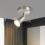 Glitzerlife LED Deckenstrahler 1 Flammig Wand - Deckenleuchte Modern Deckenlampe GU10 Deckenspot Schwenkbar 330° Drehbar Wandstrahler Spot Edelstahl Decke Wohnzimmer Schlafzimmer Ohne Leuchtmittel