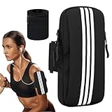 Handytasche Joggen Verstellbare mit Handgelenktasche, Universal Handy Sportarmband, Wasserdicht Handyhalterung Joggen, Armband-Armtasche, Kompatibel Mit iPhone Samsung Huawei Handy Bis Zu 6,5'