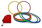 HAEST - Gymnastikringe Set, 12 Stück je 88g, Ø 45 cm, Koordinationsringe für Kinder & Erwachsene, Trainingsringe für Fußball, Leichtathletik, Turnen & Gymnastik inkl. Tragebeutel, Mehrfarbig