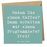 Mr. & Mrs. Panda Deluxe Karte Spruch Programmierer Kaffeezeit - Geschenk, Technologie Humor, IT-Branche, Grußkarte, Software-Engineer, handgefertigte