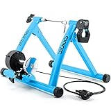 CXWXC Fahrrad Rollentrainer, Klappbar Stahl Bike Trainer mit Schnellspanner Vorderradunterlage Radtrainer für 26-29 Zoll Fahrradtraining Fahrradfahren Zuhause Indoor (26-29, Blau)