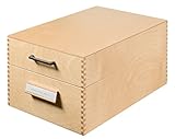 HAN Holz-Karteikasten für 1500 DIN A5 quer Karteikarten inkl. 1 Metallblattstütze, mit Beschriftungsfeld und Metallboden, FSC zertifiziertes Holz, hochwertige premium Qualität, 1005, Naturholz