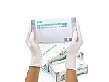 Nitrilhandschuhe 100 Stück Box (S, Weiß) Einweghandschuhe, Einmalhandschuhe, Untersuchungshandschuhe, Nitril Handschuhe, puderfrei, ohne Latex, unsteril, latexfrei, disposible gloves, white