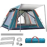 Gziztx Camping Zelt 4-6 Personen 240x240x154 cm Pop Up Zelt für Familien im Freien, wasserdichte Kuppelzelt Winddicht Automatisches Wurfzelt, geeignet für Reisen, Strand, Bergsteigen (Grün)
