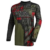 O'NEAL | Motocross-Jersey Langarm | MX Enduro | Gepolsterter Ellbogenschutz, V-Ausschnitt, atmungsaktiv | Element Jersey Ride für Herren | Erwachsene | Schwarz Grün | Größe M