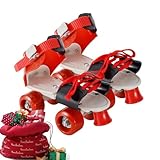 Verstellbare Rollschuhe Kinder – Led Leuchträder Quad, Rollschuhe Mit Rädern | Zweireihige Rollschuhe Für Mädchen Und, Größen, Skating-Schuhe Für Indoor Outdoor Sport Räderns