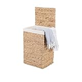 Natur Wäschekorb 70L Flechtkorb Wasserhyazinthe Aufbewahrungskorb Wäschesammler handgefertigt Seegras mit Baumwoll-Innensack Boho Chic Skandi LANA IN610 M