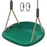 SELEWARE Schaukel Outdoor Kinder Schaukelsitz - Indoor Erwachsene Schaukelbrett Höhenverstellbar und 2 Karabinerhaken Garten Kinderschaukel rutschfest Grün Gartenschaukel