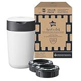 Tommee Tippee Twist and Click Advanced Windeleimer, Exklusives Angebot mit 2 Nachfüllkassetten, garantierter Geruchs- und Keimschutz, großes Fassungsvermögen